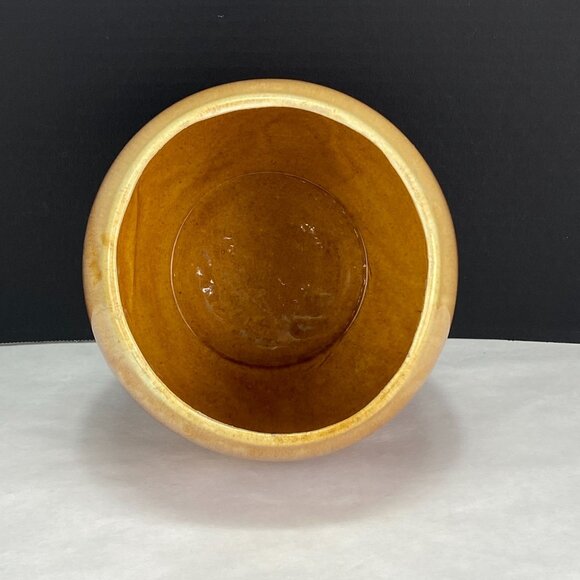 Vintage Retro Pottery Yellow Gold Drip Glaze Flower Pot Planter - Picture 5 of 11